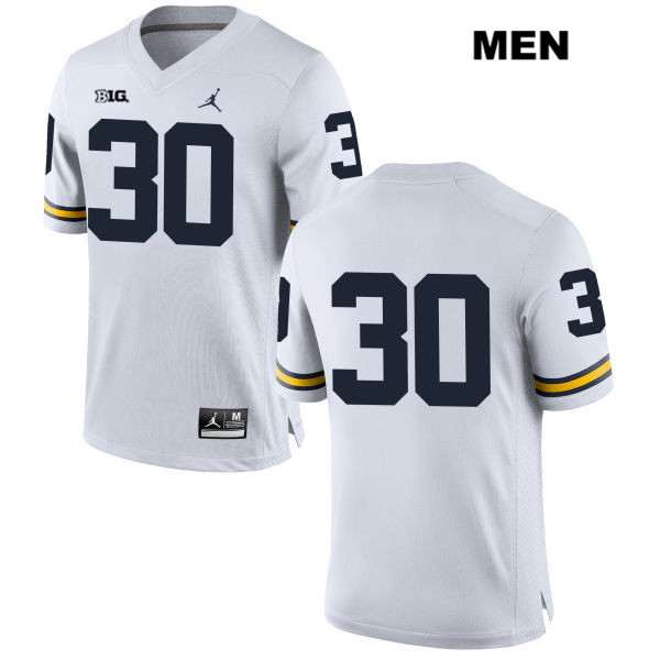 Men's NCAA Michigan Wolverines Joe Beneducci #30 No Name White Jordan Brand Authentic Stitched Football College Jersey VQ25I26ZR